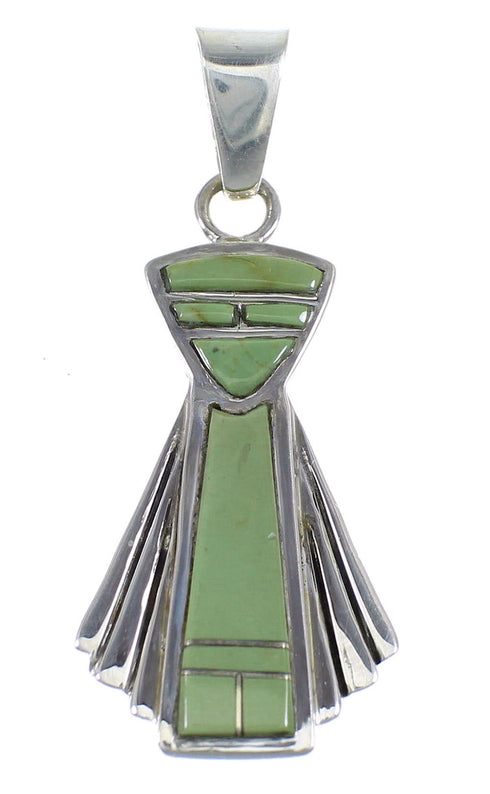Southwest Turquoise Inlay Authentic Sterling Silver Pendant RX54318